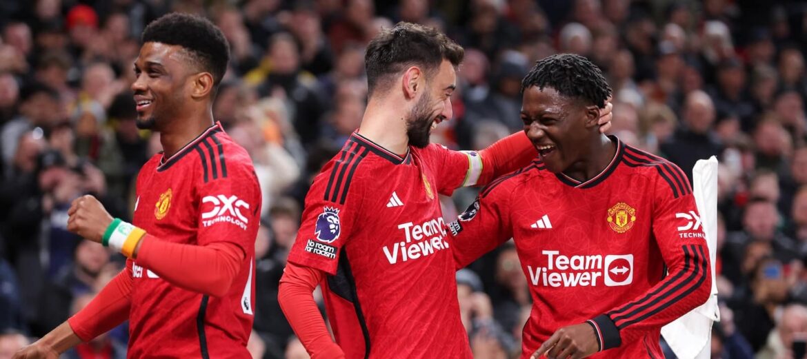 Picture of Amad, Bruno Fernandes and Kobbie Mainoo