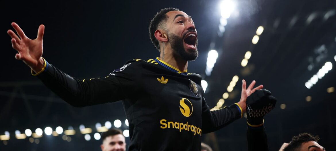 Picture of Matheus Cunha celebrating winning goal vs Arsenal