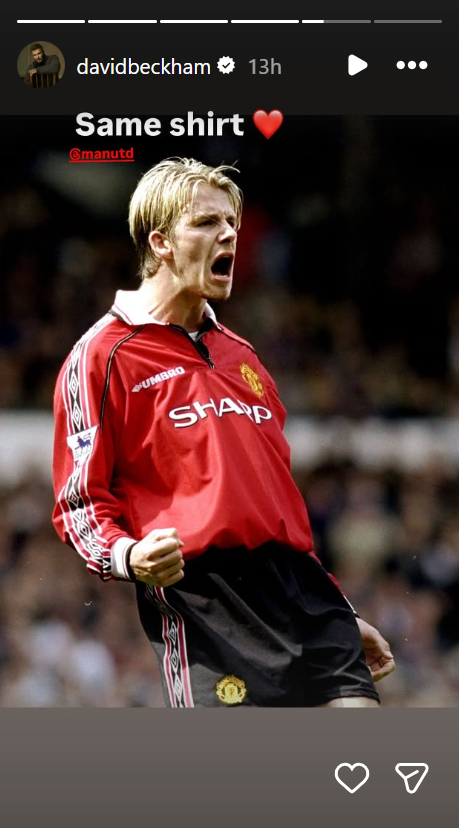 David Beckham's story on Instagram about Bruno Fernandes