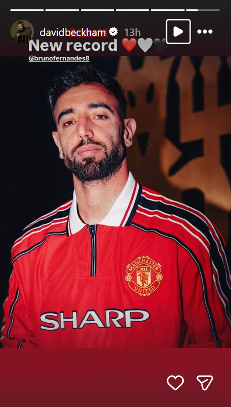 David Beckham's story on Instagram about Bruno Fernandes