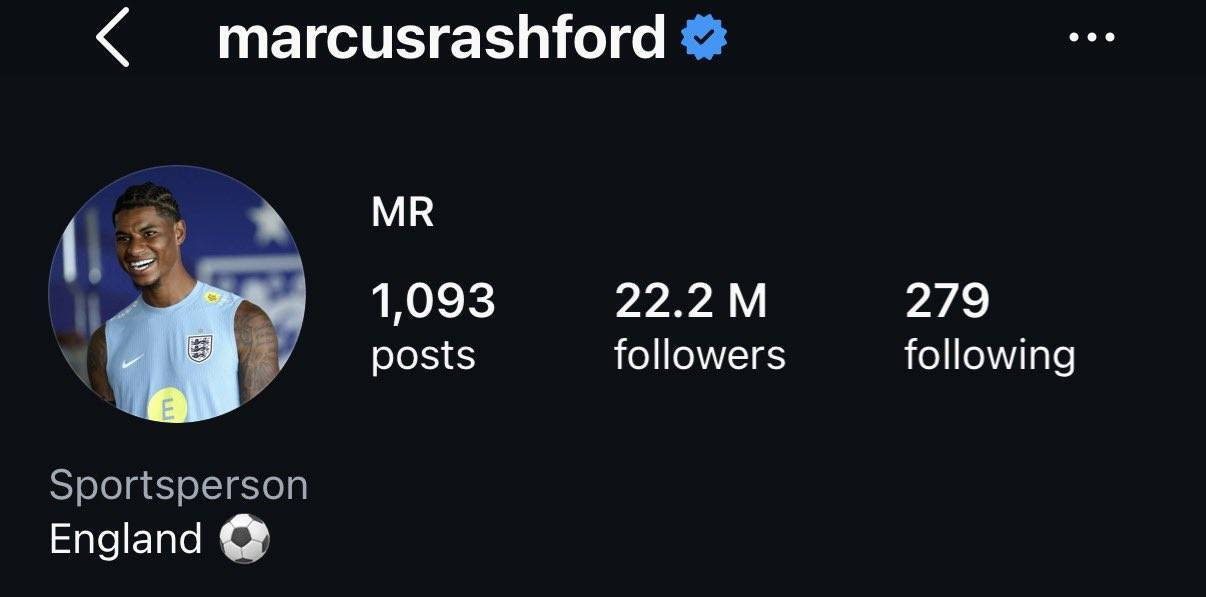 Pic of Rashford's Instagram